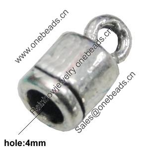 Zinc Alloy Cord End Caps, lead-free, 6x11mm, hole:4mm, Sold by Bag