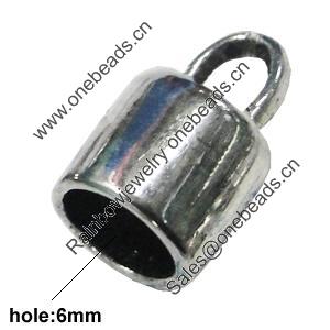 Zinc Alloy Cord End Caps, lead-free, 8x13mm, hole:6mm, Sold by Bag