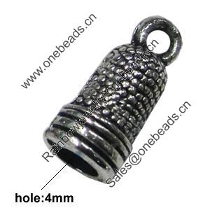 Zinc Alloy Cord End Caps, lead-free, 6x13mm, hole:4mm, Sold by Bag