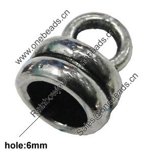 Zinc Alloy Cord End Caps, lead-free, 9x10mm, hole:6mm, Sold by Bag