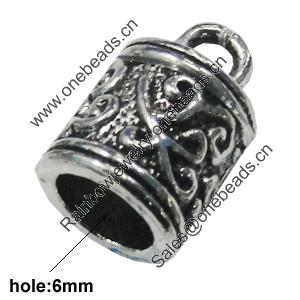 Zinc Alloy Cord End Caps, lead-free, 8x13mm, hole:6mm, Sold by Bag