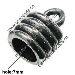 Zinc Alloy Cord End Caps, lead-free, 10x14mm, hole:7mm, Sold by Bag