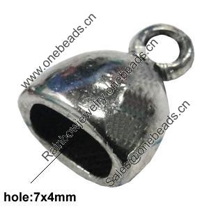 Zinc Alloy Cord End Caps, lead-free, 10x13mm, hole:7x4mm, Sold by Bag