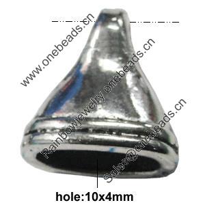 Zinc Alloy Cord End Caps, lead-free, 14x15mm, hole:10x4mm, Sold by Bag