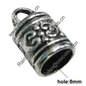 Zinc Alloy Cord End Caps, lead-free, 11x16mm, hole:8mm, Sold by Bag