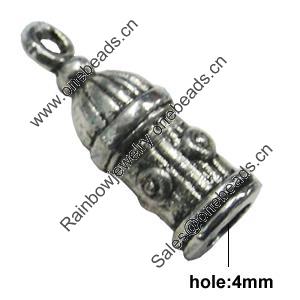 Zinc Alloy Cord End Caps, lead-free, 6x20mm, hole:4mm, Sold by Bag