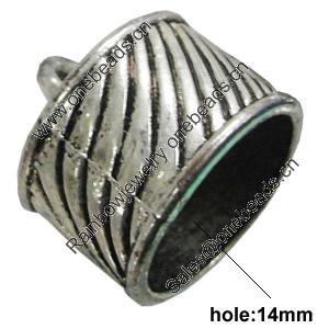 Zinc Alloy Cord End Caps, lead-free, 16x14mm, hole:14mm, Sold by Bag