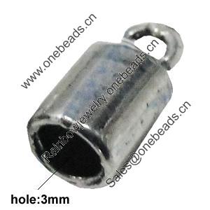 Zinc Alloy Cord End Caps, lead-free, 4x8mm, hole:3mm, Sold by Bag
