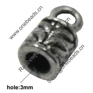 Zinc Alloy Cord End Caps, lead-free, 5x10mm, hole:3mm, Sold by Bag