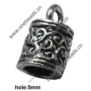 Zinc Alloy Cord End Caps, lead-free, 8x13mm, hole:5mm, Sold by Bag