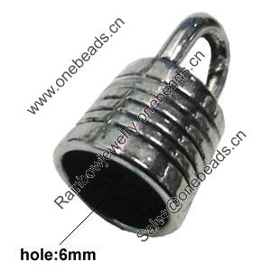 Zinc Alloy Cord End Caps, lead-free, 9x14mm, hole:6mm, Sold by Bag