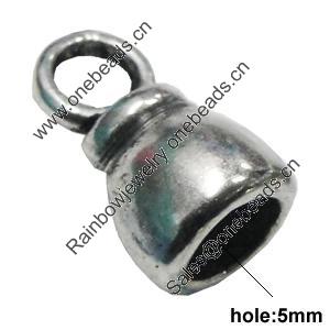 Zinc Alloy Cord End Caps, lead-free, 13x8mm, hole:5mm, Sold by Bag