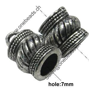 Zinc Alloy Cord End Caps, 16x9mm, hole:7mm, Sold by Bag