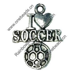 Pendant/Charm, Zinc Alloy Jewelry Findings, Lead-free, Sport balls 16x19mm, Sold by Bag