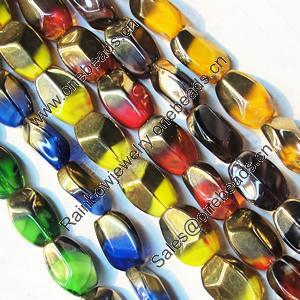 Electroplate Glass Beads, mix colors, 9x13mm, Hole Approx:1mm, Sold per 16-inch Strand