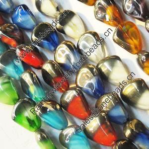 Electroplate Glass Beads, mix colors, 12x15mm, Hole Approx:1mm, Sold per 16-inch Strand