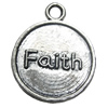 Message charm, zinc alloy jewelry findings, Flat Round, lead-free, 18mm, Sold by bag