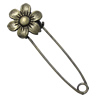 Zinc alloy brooch, Fashion jewelry, Lead-free Flower, Length: about 55mm, Head size:19mm, Sold by PC