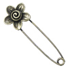 Zinc alloy brooch, Fashion jewelry, Lead-free Flower, Length: about 55mm, Head size:19mm, Sold by PC