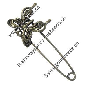 Zinc alloy brooch, Fashion jewelry, Lead-free animal, Length: about 55mm, Head size:23mm, Sold by PC