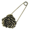 Zinc alloy brooch, Fashion jewelry, Lead-free Flower, Length: about 55mm, Head size:21x23mm, Sold by PC