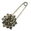 Zinc alloy brooch, Fashion jewelry, Lead-free Flower, Length: about 55mm, Head size:24mm, Sold by PC