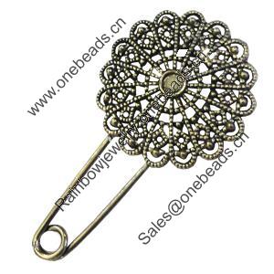 Zinc alloy brooch, Fashion jewelry, Lead-free Flower, Length: about 55mm, Head size:32mm, Sold by PC