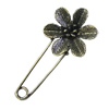 Zinc alloy brooch, Fashion jewelry, Lead-free Flower, Length: about 55mm, Head size:29mm, Sold by PC