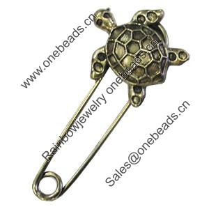 Zinc alloy brooch, Fashion jewelry, Lead-free Animal, Length: about 55mm, Head size:26x22mm, Sold by PC