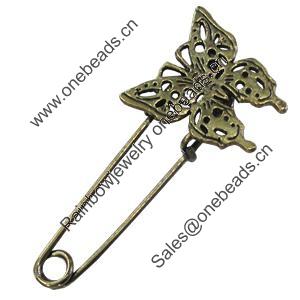 Zinc alloy brooch, Fashion jewelry, Lead-free Animal, Length: about 55mm, Head size:27x25mm, Sold by PC