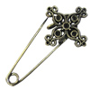 Zinc alloy brooch, Fashion jewelry, Lead-free Cross, Length: about 55mm, Head size:29mm, Sold by PC