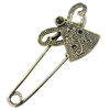 Zinc alloy brooch, Fashion jewelry, Lead-free, Length: about 55mm, Head size:23x29mm, Sold by PC