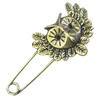 Zinc alloy brooch, Fashion jewelry, Lead-free, Length: about 55mm, Head size:34x28mm, Sold by PC