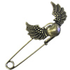 Zinc alloy brooch, Fashion jewelry, Lead-free, Length: about 55mm, Head size:35x25mm, Sold by PC