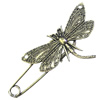 Zinc alloy brooch, Fashion jewelry, Lead-free, Length: about 55mm, Head size:49x31mm, Sold by PC