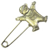 Zinc alloy brooch, Fashion jewelry, Lead-free, Length: about 55mm, Head size:29x32mm, Sold by PC