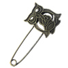 Zinc alloy brooch, Fashion jewelry, Lead-free, Length: about 55mm, Head size:24x22mm, Sold by PC