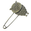 Zinc alloy brooch, Fashion jewelry, Lead-free, Length: about 55mm, Head size:33x20mm, Sold by PC