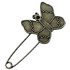 Zinc alloy brooch, Fashion jewelry, Lead-free, Length: about 55mm, Head size:27x28mm, Sold by PC