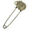 Zinc alloy brooch, Fashion jewelry, Lead-free, Length: about 55mm, Head size:22x15mm, Sold by PC