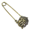 Zinc alloy brooch, Fashion jewelry, Lead-free, Length: about 55mm, Head size:14x18mm, Sold by PC