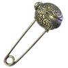 Zinc alloy brooch, Fashion jewelry, Lead-free, Length: about 55mm, Head size:22x17mm, Sold by PC