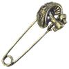 Zinc alloy brooch, Fashion jewelry, Lead-free, Length: about 55mm, Head size:19x20mm, Sold by PC