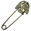 Zinc alloy brooch, Fashion jewelry, Lead-free, Length: about 55mm, Head size:19x19mm, Sold by PC