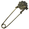 Zinc alloy brooch, Fashion jewelry, Lead-free, Length: about 55mm, Head size:17x14mm, Sold by PC