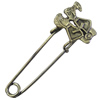 Zinc alloy brooch, Fashion jewelry, Lead-free, Length: about 55mm, Head size:21x16mm, Sold by PC