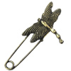 Zinc alloy brooch, Fashion jewelry, Lead-free, Length: about 55mm, Head size:28x34mm, Sold by PC