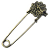 Zinc alloy brooch, Fashion jewelry, Lead-free, Length: about 55mm, Head size:17x14mm, Sold by PC