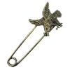 Zinc alloy brooch, Fashion jewelry, Lead-free, Length: about 55mm, Head size:21x29mm, Sold by PC