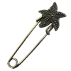 Zinc alloy brooch, Fashion jewelry, Lead-free, Length: about 55mm, Head size:19mm, Sold by PC